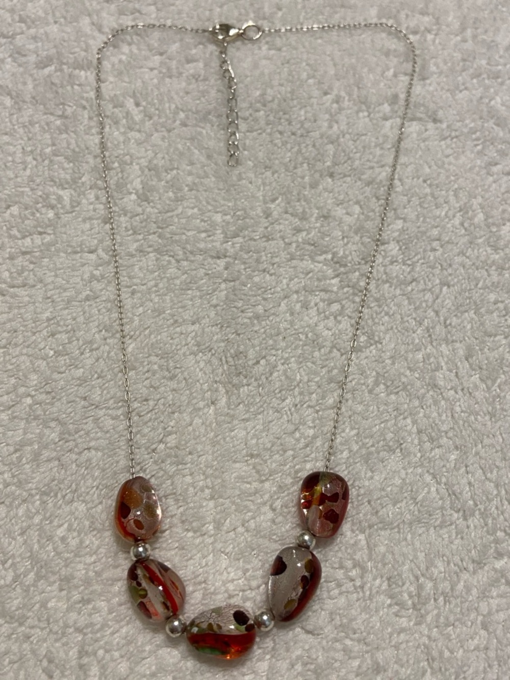 Sterling silver 925 Glass Bead Statement Necklace in Multi-Color